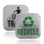 2 Pack Recycle and Trash Magnets,Brushed Silver Recycle Sticker for Trash Bins,Kitchen Trash Cans,Recycling Bins,Outdoor Waste Bin (Square)