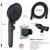 GwernKB Handheld Shower Head with On Off Switch,8-mode High Pressure Shower Wand with Long Hose and Bracket Extra Adhesive Holder for Lower Mount,Built-in Power Wash to Clean Tub,Tile & Pets,Black…