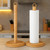 Leinuosen Rattan Paper Towel Holder Woven Wood Paper Towel Stand with Anti Skid Base Boho Holder Dispenser Stand for Kitchen Bathrooms Countertop Decor