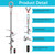Phopich 18'' Ground Anchors, Fully Welded Heavy Duty Ground Anchors Screw in Swing Set Anchors Chrome Plating Anti Rust Ground Anchor with Straps for Dogs, Trampoline Stakes Resistant High Wind 4 Pack