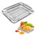 Air Fryer Basket for Oven 15" x 11", Stainless Steel Crisper Tray & Baking Pan Set with 50 PCS Parchment Paper, Oven Air Fryer Rack for Bacon, Fries, Chicken, Healthy Oil-Free Cooking