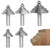 Akylin 5Pcs Triple Bead Ovolo Bit Set,1/2" Shank,Radius 3.5mm, 4.5mm, 5.5mm, 6mm and 7.8mm,Decorative Edge Bits with 3 Quarter-round Rounding Over,Bearing Guided Router Bits for Wood Profiling,Molding