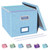 Oterri File Organizer, File Box, File Cabinet for Letter File Folder Storage, Portable Storage Bins with Lids for Office/Decor/Home,Document Organizer, 1 Pack,Sky-blue-Box Only