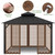 Gazebo Universal Replacement Mosquito Netting, 10' x 10' Outdoor Canopy Net Screen 4-Panel Sidewall Gazebo Curtains, with Zippers, Easy to Install, Fit for Most Gazebos 10x10 Canopy，Patio （Brown）
