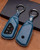 YONUFI for VW Atlas Key Fob Cover Leather Car Remote Case Holder Keychain Compatible for Volkswagen ID4 GTI Tiguan MK8 Golf 2026 2025 2024 -Blue