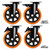 Caster Wheels, Heavy Duty 6 Inch Casters Set of 4, Locking Swivel Casters Wheels for Cart, Furniture and Workbench, Orange