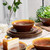 FINE&NICE Melamine Dinnerware Set of 12Pcs, Dish Set for 4, Lightweight Unbreakable Plate and Bowl Set for Patio, RV and Camping, Dishwasher Safe,Rusty Brown