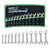 Grip 12 pc Master Stubby Combination Wrench Set Metric - 12 Point 15 Degree Offset Boxed End - Chrome Vanadium Steel - Chrome Plated - Storage Pouch