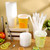 LemonRoad 24 Set Lemonade Stand Supplies Lemonade Stand Kits Include 24 Pcs 32oz Plastic Cups with Lid and Straw, Straw Puncher for Plastic Lids, Muddler, Mixing Spoon, Cleaning Brush for Summer Party