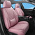 Sxikin Car Seat Covers Full Set Pink, Luxury Faux Leather Car Seat Covers Waterproof Non-Slip Seat Protector Universal Fit for Most Cars SUVs Trucks Pick-ups, Cute Pink Car Accessories for Women
