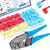 smseace 91pcs Right Angle Spade Connectors with Flag Terminal Crimper 22-18/16-14/12-10AWG Quick Disconnect Flag Connector + Electrical Crimping Tool for Right Angle Spade Connector