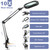 10X Large Magnifying Glass with Light and Clamp, Real Glass, 5 Color Modes, Stepless Dimmable, Lighted Magnifier with Stand Hands Free, LED Swing Arm Desk Lamp for Close Work, Craft, Reading, Painting