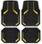 PIC AUTO Heavy Duty Rubber Floor Mats, Yellow Aluminum Film Car Mats Set, Front and Rear Car Mats with Anti-Slip Backing, All Weather Protection, Trim-to-Fit for Automotive SUV, Sedan, Van