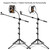 Mic Stand, Microphone Stand Floor Boom Mic Stand with Tablet Phone Holder Height Adjustable Four-legged Stand Gooseneck Boom Arm with 2 Mic Clips for Singing Stage Performance Party