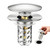 HUAERSICO Pop Up Bathroom Sink Stopper, Universal Bathroom Sink Drain Strainer with Hair Catcher, for 1.1"-2.17" Drains, Brass Core & Stainless Steel Mesh