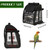 SUERTREE Bird Carrier Bag with Indestructible Stainless Steel Mesh, Bird Travel Cage with Stand, Easy to Clean Backpack for Parrot, Portable Bird Travel Bag, Black