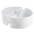 AuldHome Design Umbrella Planter for Patio Table w/Umbrella Hole (White), Enamelware Half-Circle Planter Pots
