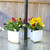 AuldHome Design Umbrella Planter for Patio Table w/Umbrella Hole (White), Enamelware Half-Circle Planter Pots