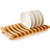 Frcctre Bamboo Dish Drying Rack, 10 Slots Bamboo Cabinet Plate Stand Dish Drainer Wooden Plate Rack Pot Lid Holder Kitchen Dish Plate Storage Organizer for Countertop Cabinet