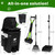 Uppcasir Dog Poop Trash Can Outside with Pooper Scooper and Metal Rake & Tray, 20L/5Gal Dog Waste Trash Can with Lid, Pedal and Removable Inner Waste Bin, Pet Poop Bin with 100 Bags