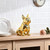 XYQXYQ Gold French Bulldog Statue,Gold Pug Resin Sitting Dog Statue, English Bulldog Home Decoration Sculpture, Living Room Desktop Decoration, Modern Collection Art Dog Gift