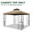 10x12ft Replacement Cover Compatible with Parlay L-GZ288PST-4H and 10' x 12' Monterey Compatible with Chinese Knotted Gazebo A101012100/A101012110,(Khaki)