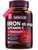 Iron Supplement for Women Men, High Potency Iron 65mg with Vitamin C 250mg, Stomach Friendly Iron Pills for Red Blood Cell & Immune Support, Vegan, Non-GMO & Gluten Free, 90 Tablets