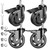 Casters Set of 4,3 inch Threaded Stem Caster Wheels,1/2"-13 x 1(Stem Diameter 1/2",Stem Length 1"), Heavy Duty Casters Black, Locking Swivel Caster Wheels with Brake