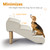 Senneny Imitation Linen Faux Leather Dog Stairs, for Pets up to 150 lbs, Waterproof, Scratch Resistant Pet Steps/Stairs with High Density Foam and Detachable Wooden Legs, Light Beige Linen, 3 Step