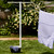 Household Essentials Mega Outdoor Clothesline T‑Post, Galvanized Steel Single Post with Crossbar and Eyelet Screws, White Finish