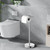 FORIOUS Toilet Paper Holder Wall Mount, Stainless Steel Rustproof Double Post Pivoting Tissue Roll Holder for Bathroom, Commercial Toilet Paper Dispenser Freestanding Toilet Paper Stand, Chrome