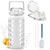 MUKOKO 64oz Glass Water Bottles with Straw and Lid,Half Gallon Water Bottle with Time Marker,Large Glass Water Jug with Silicone Sleeve and Stainless Steel Handle-White