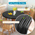 Rinpon Double Fitted Design PU Round Fitted Tablecloth, Anti-Tear Wipeable Elastic Round Tablecloth, Soft-Touch Fitted Table Cloth, Waterproof Oil-Proof Table Cover (Black, 53"-56" Round)