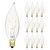 KOR (Pack of 12 15 Watt Clear Candelabra Base (E12) Flame Tip 120V Decorative Dimmable Chandelier Lights Bulbs