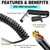 CXTM 7 Pin to 6 Pin Trailer Adapter, Coiled Trailer Cord Stretches to 10Feet, 7-Wire to 6-Wire Coiled Cable RV 7 to 6 Trailer Wiring Extension Cord