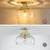 WUZUPS Chandelier Rustic Farmhouse Industrial Round Semi-flushmount Ceiling LED Light Fixture with Clear Glass Shades for Bathroom Kitchen Foyer Entryway, H 11.8" x W 13.4", E26 Base, Gold