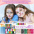 Face Painting Kit with Organizer Box - Rainbow Color Non Toxic & Washable Face Paint Set with Stencils, Brush & Gems Party Makeup for Halloween, Carnival & Costume