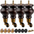 TCHOSUZ 6 inch / 14cm Wooden Furniture Legs with Casters Wheels, Pack of 4 Classic Walnut Solid Wood Round DIY Replacement Bun Feet for DIY Project Sofa Couch Cabinet Ottoman Bed Riser