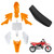 Fancemot ABS Plastics Kit with High Elasticity Tall Seat, Pit Dirt Bike Plastic Fender, Thicker Plastics Compatible with Honda XR50R CRF50F XR50 CRF50 SDG SSR 50cc-110cc Pit Dirt Bike