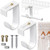 Hicarer 2 Pcs Closet Rod Support for Wire Shelf Adjustable Metal Rod Bracket with Screws Sturdy J-shaped Wall Mount Brackets for Hanging Clothes Laundry Room Shelves Closet Utility Storage Cabinets