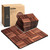 THYOI Premium Deck Tiles, Patio Flooring - Set 10 Pcs 12”x12”x0.9” Interlocking Deck Tiles, Waterproof Acacia Wood for Balcony, Backyard, Indoor & Outdoor (Brown, Crossed Pattern, Square Joints)