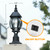 LUTEC Solar Post Light With Pier Mount Base, Dusk to Dawn Aluminium Lamp, Exterior Black Solar Powered Fence Waterproof for Outside
