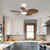 Kviflon Tropical Ceiling Fans with Lights and Remote Control, 30 Inch Low Profile Flush Mount Ceiling Fans, Palm Leaf Ceiling Fan with Light for Small Room Indoor Outdoor, Wood Grain