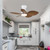 Kviflon Tropical Ceiling Fans with Lights and Remote Control, 30 Inch Low Profile Flush Mount Ceiling Fans, Palm Leaf Ceiling Fan with Light for Small Room Indoor Outdoor, Wood Grain