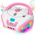 TinyGeeks Tunes Kids Boombox CD Player for Children + FM Radio + Includes Batteries - Pink CD Player with Speakers for Toddlers