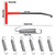 Motorcycle Exhaust Pipe Spring Puller Tool Set-1pc T Shaped Handle Spring Puller Installer Removal Hooks Tool and 6 Pcs 65mm Motorcycle Exhaust Pipe Springs (Red)
