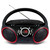 SINGING WOOD SBX030C Portable CD Player Boombox, Black with Red Rims