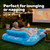 SLOOSH Inflatable Tanning Pool Lounger Float, 85" x 57" Extra Large Pool Floats Adult with Pillow, 4 in 1 Suntan Tub Raft Floatie,Sunbathing Bed Lounge for Water Blow Up Ball Pit Party Gifts, XL-Blue