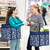 WOWBOX Reusable Grocery Bags Foldable Tote Bags Bulk with Reinforced Handles Shopping Bags for Groceries Heavy Duty Kitchen Reusable Grocery Bags with Waterproof Coating 4-Pack, Blue