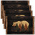 Lodge Cabin Placemats Bear Silhouette Pine Tree Wooden Stripe Place Mats for Dining Table Wild Animal Vintage Rustic Style Kitchen Mats for Kids Teens Adults 12x18 Inch Set of 4